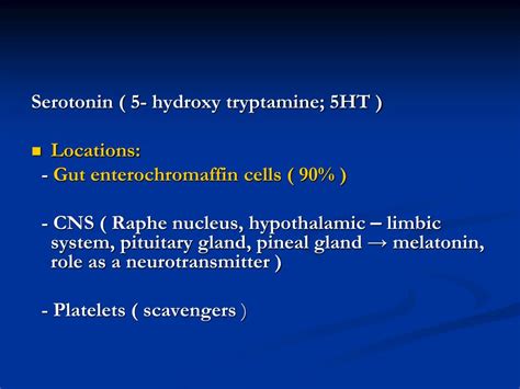 Ppt Serotonin 5 Hydroxy Tryptamine 5ht Powerpoint Presentation