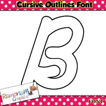 Cursive Letters Outline Font with transparent Centers by RamonaM Graphics