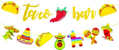 Amazon Dohia Fiesta Taco Bar Banner Garland Glittery Fiesta Banner