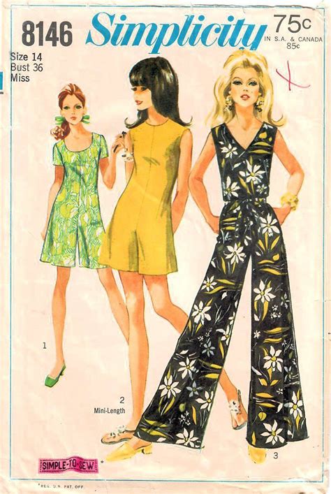 1960s Simplicity 8146 Vintage Sewing Pattern Misses Jumpsuit Etsy