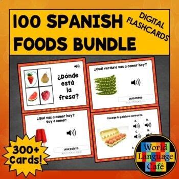 Spanish Foods Drinks Boom Cards Spanish Digital Flashcards All Foods