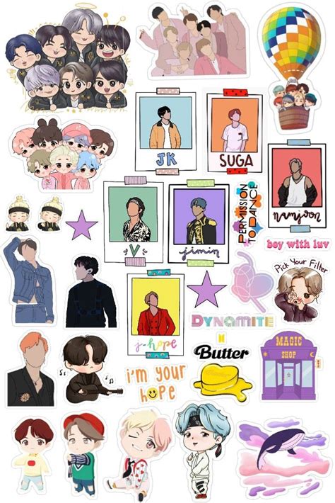 Bts Printable Stickers 💜 Cute Stickers Printable Stickers Cute Doodles