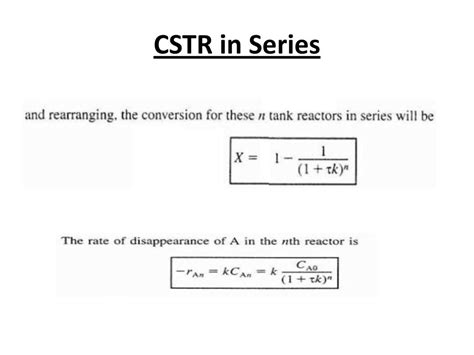 Cstr In Series And In Parallel Ppt Download