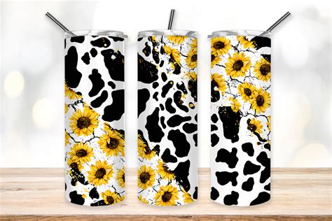 Cow Sunflowers Cowhide Tumbler Png Graphic By Pinkpanda Creative Fabrica