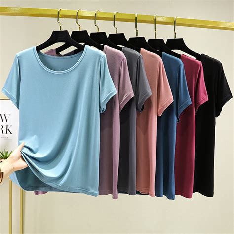 Modal Round Neck Short Sleeved T Shirt For Women Summer Thin Loose Top