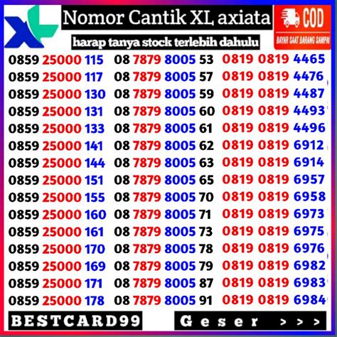 Jual Nomor Cantik XL Axiata Kartu Perdana 4G LTE Shopee Indonesia