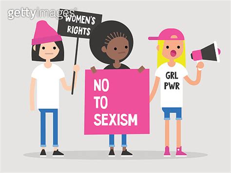 Women S Right Conceptual Illustration Feminist Demonstration A Group