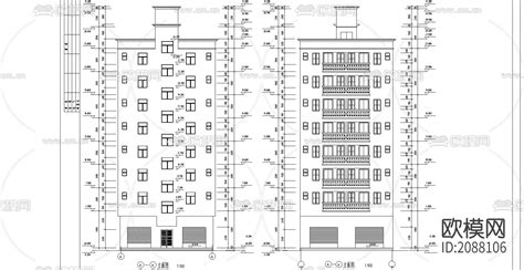 标准农民房建筑cad施工图 免费3dmax模型库 欧模网