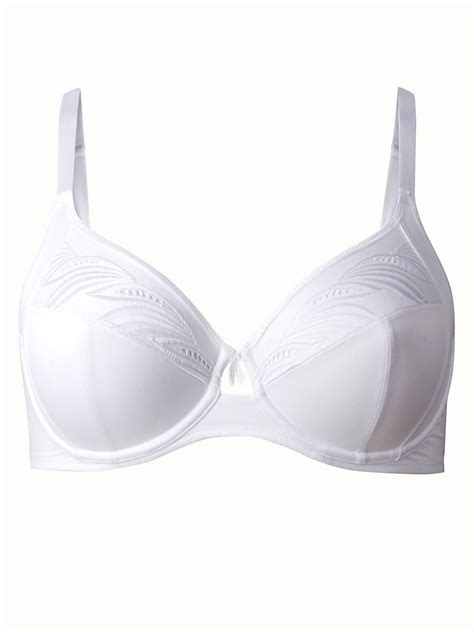 Marks And Spencer Mand5 White Cotton Blend Non Padded Full Cup Bra