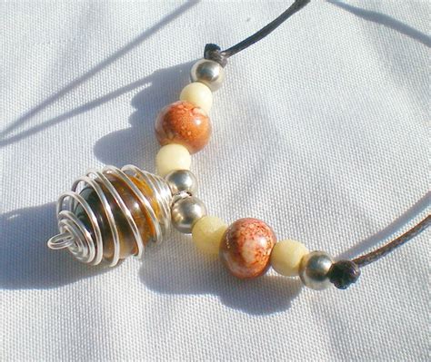 Wire Wrapped Tigers Eye Crystal Pendant Necklace Gemstone Etsy