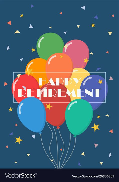 Happy retirement with balloons Royalty Free Vector Image