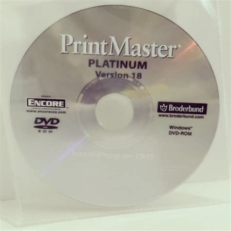 Broderbund Media Printmaster Platinum Dvd Rom 997207 Windows Vista