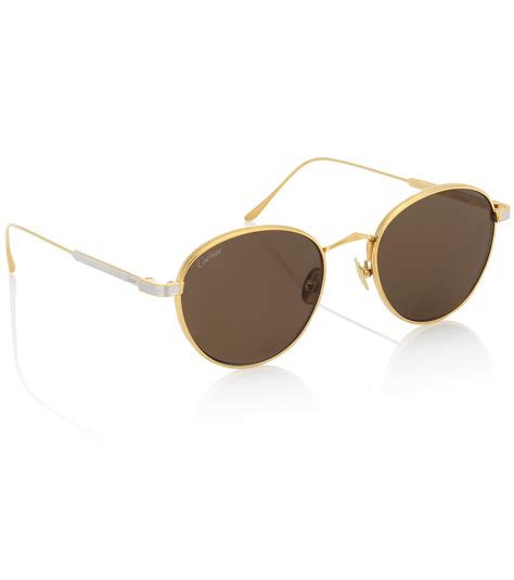 Cartier Synthetic C De Cartier Round Sunglasses In Gold Metallic Lyst