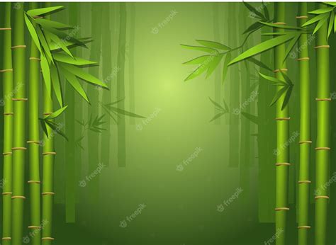 Premium Vector Bamboo Grass Oriental Wallpaper Green Natural Tropical Plant Background With