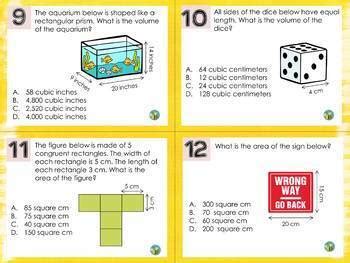 H Perimeter Area And Volume Task Cards Staar Test Prep Tpt