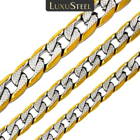 Luxusteel Collar De Cadena Cubana Para Hombre Y Mujer Chapado En Oro