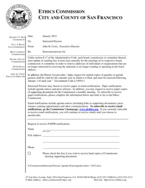 Fillable Online Sfethics Form Ethics Commission Sfethics Fax Email