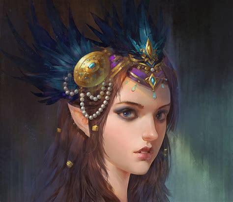 Elf Princess Fantasy Frumusete Girl Elf Face Jewel Art Luminos Han Chaomeng Hd