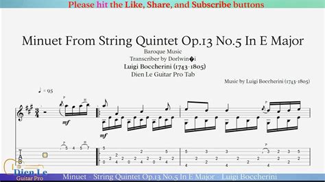 Minuet String Quintet Op No In E Major Luigi Boccherini For