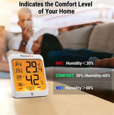ThermoPro TP53 Digital Indoor Room Backlight Thermometer Hygrometer ...