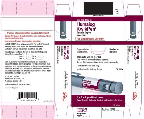 Dailymed Humalog Insulin Lispro Injection Solution Humalog Kwikpen Insulin Lispro Injection