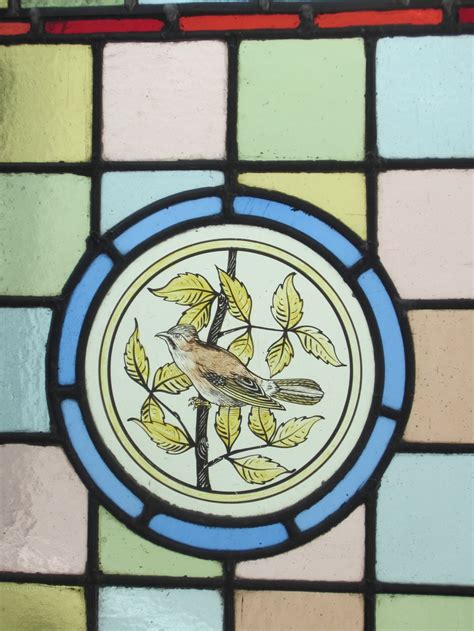 Antiques Atlas Victorian Hand Painted Stained Glass Bird Panel