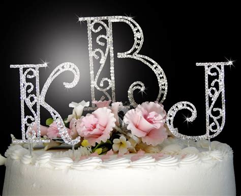 Cake Topper Online Swarovski Crystal Monogram Cake Topper~roman Font~cake Topper Online