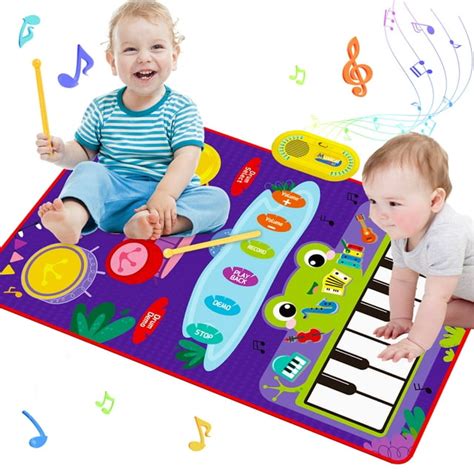 Richgv Baby Toys for 1 Year Old Boys & Girls, 2 in 1 Musical Toys, Toddler Piano & Drum Mat with ...