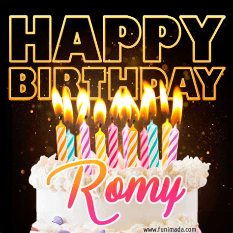 Romy Animated Happy Birthday Cake Image For WhatsApp Funimada