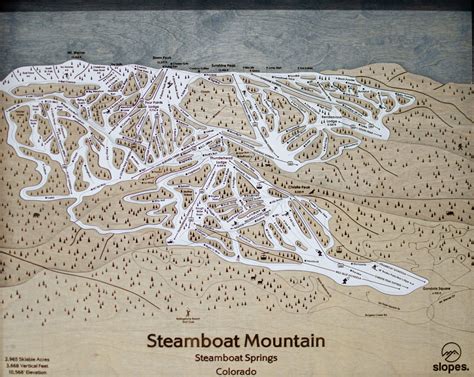 Steamboat Mountain Ski Trail Map | 3D Wooden Ski Resort Art