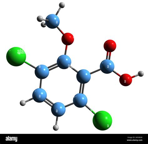 3D Bild Der Dicamba Skelettformel Molekulare Chemische Struktur Des