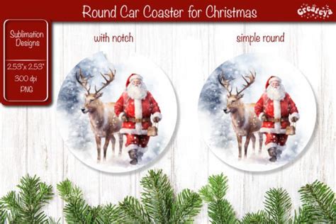 Car Coaster Christmas Sublimation Santa Graphic By Createya Design