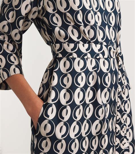 Womens Max Mara Blue Silk Printed Midi Dress Harrods Uk