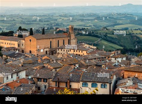 Chiesa Di Sant Agostino And Rooftops Of The Historic Centre Of San