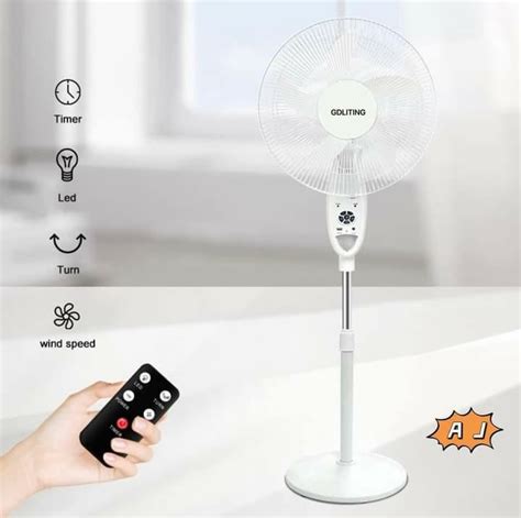 Inch Ac Dc Dual Power Reachargeable Stand Fan With Led Light Can Be