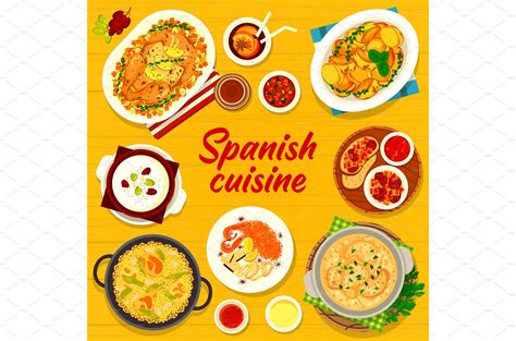 Spanish cuisine menu cover | Food Illustrations ~ Creative Market