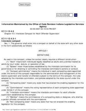 Fillable Online Interstatecompact Indiana Interstate Commission For