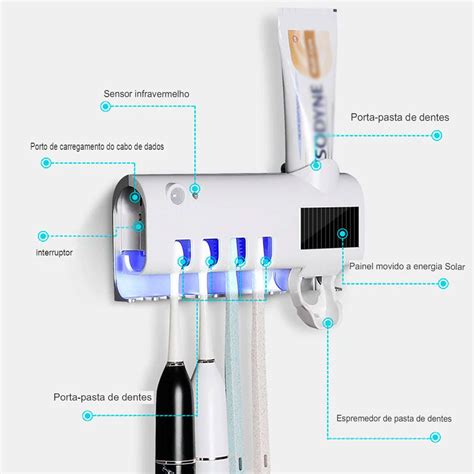 Suporte Porta Pasta Escova De Dente Esterilizador Uv Regarreg Vel