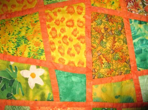 Quilt A Mosaic Nine Patch In Spring Greens Orange And Etsy