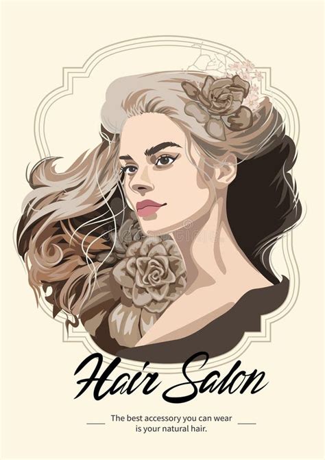 Portrait Of A Beautiful Brunette Girl In A Vintage Frame Stock Vector Illustration Of Natural