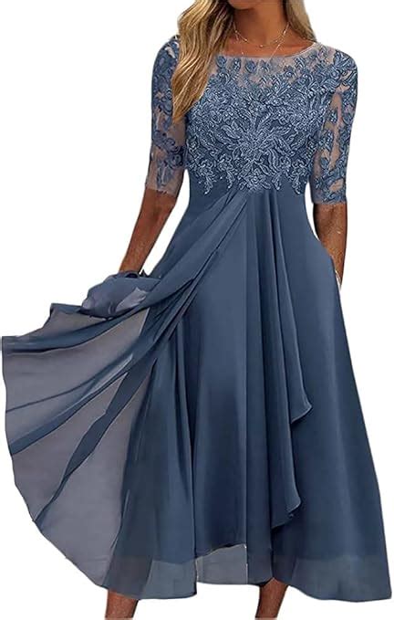 Youning Damen Kleider Elegant Spitzenkleid Chiffon Cocktailkleid