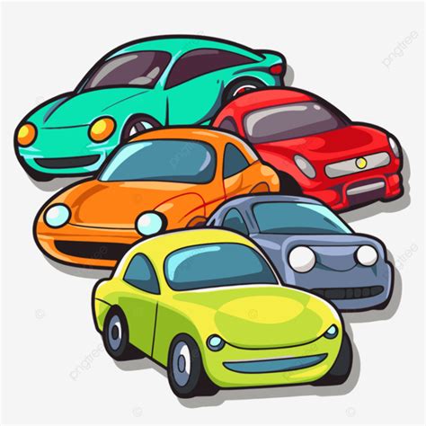 Colorful Cartoon Car With A Lot Of Different Colors Vector Cars