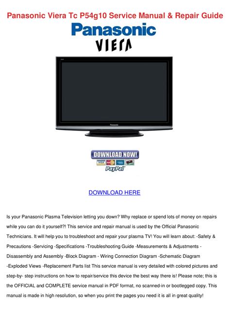 Download Free Pdf For Panasonic Viera Tc P54g10 Tv Manual