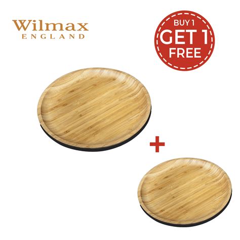 Buy 1 Take 1 Wilmax Natural Bamboo Round Serving Platter Tray 14