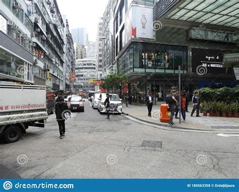 March 14 2019 People Walking In Busy Street Tsim Sha Tsui Downtown