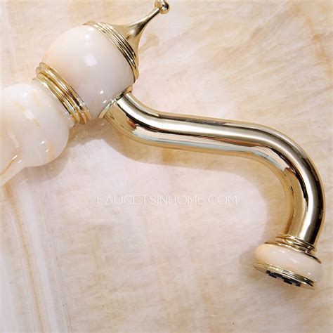 Luxury Polished Brass Jade Three Hole Bathroom Sink Faucets