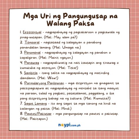 Pangungusap Mga Halimbawa Bahagi Kayarian Ayos Uri Atbp Noypi