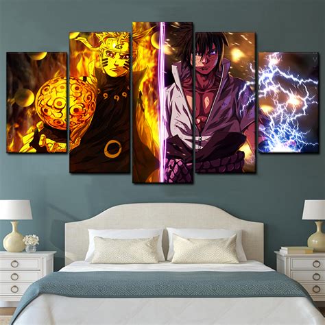 Anime Naruto Uzumaki Naruto And Uchiha Sasuke Piece Canvas Art