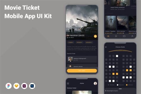 Movie Ticket Mobile App UI Kit Graphic By Betush Creative Fabrica