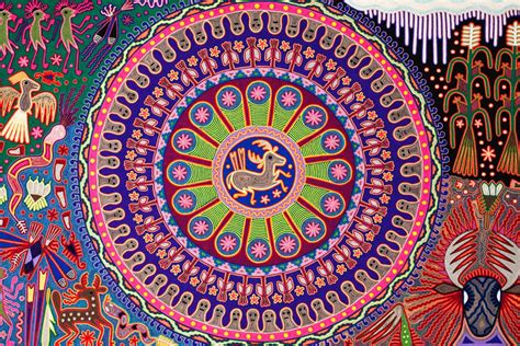 A Traditional Huichol Yarn Painting Shamanism